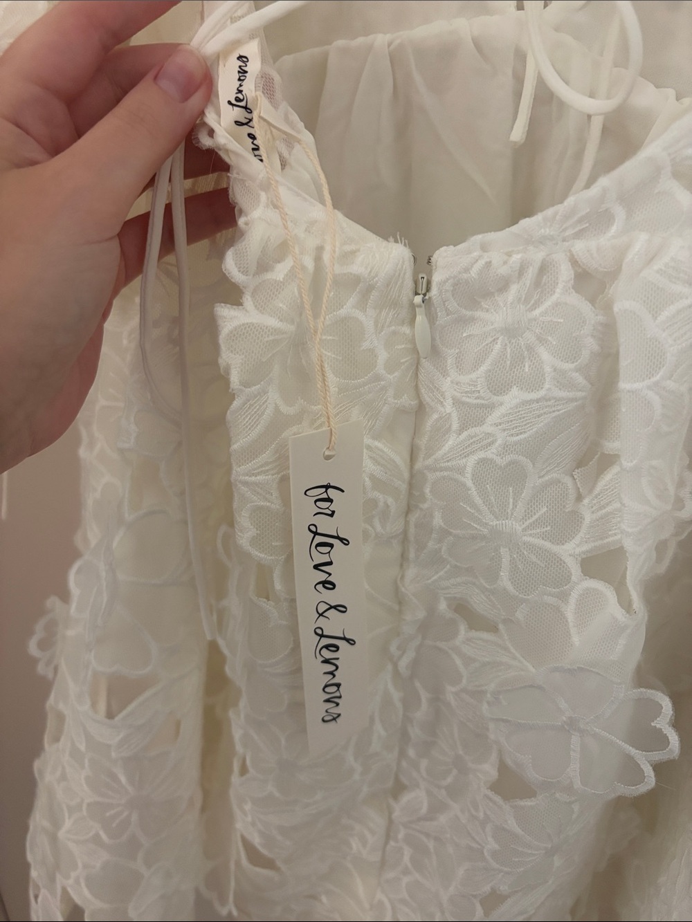 NWT For Love & Lemons Leighton Mini Dress White Floral Embroidered S - Picture 15 of 15